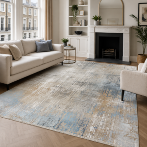 Tapis Modern Ankara — Silver & Navy