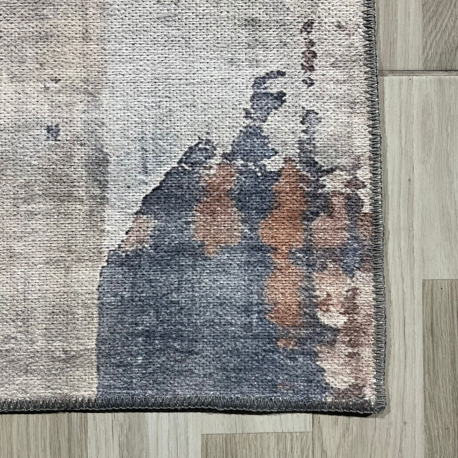 NH7003-T03-02 Tapis Geometric Modern Origami — Navy & Terracotta