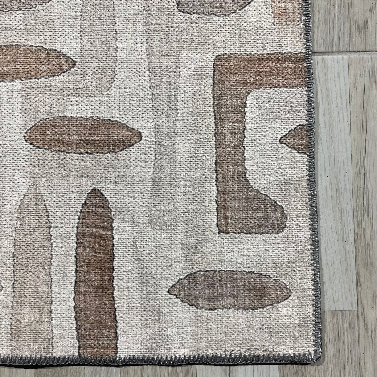 NH7004-T05-02 Tapis Geometric Modern Pixel — Brown