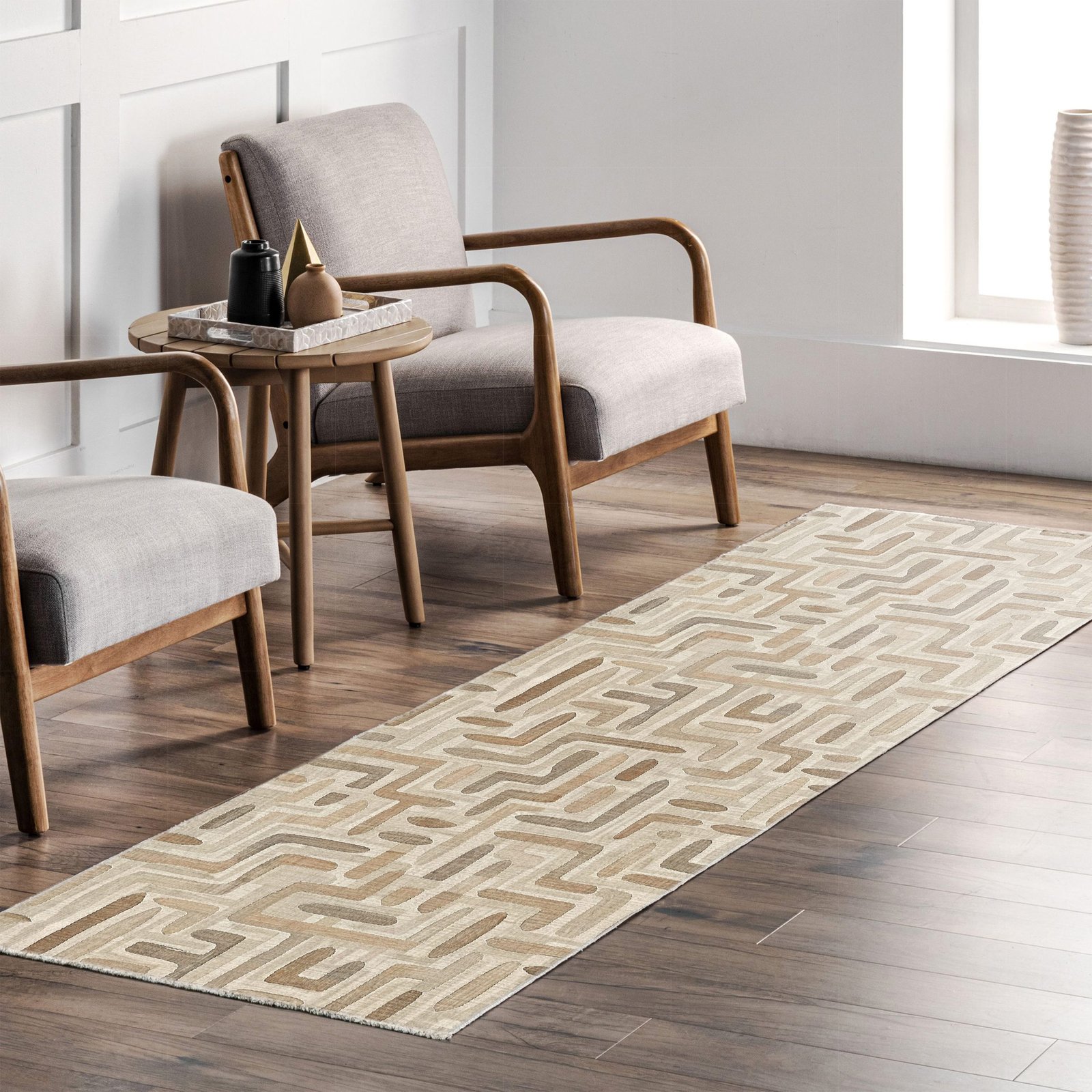 NH7004-T05-04 Tapis Geometric Modern Pixel — Brown