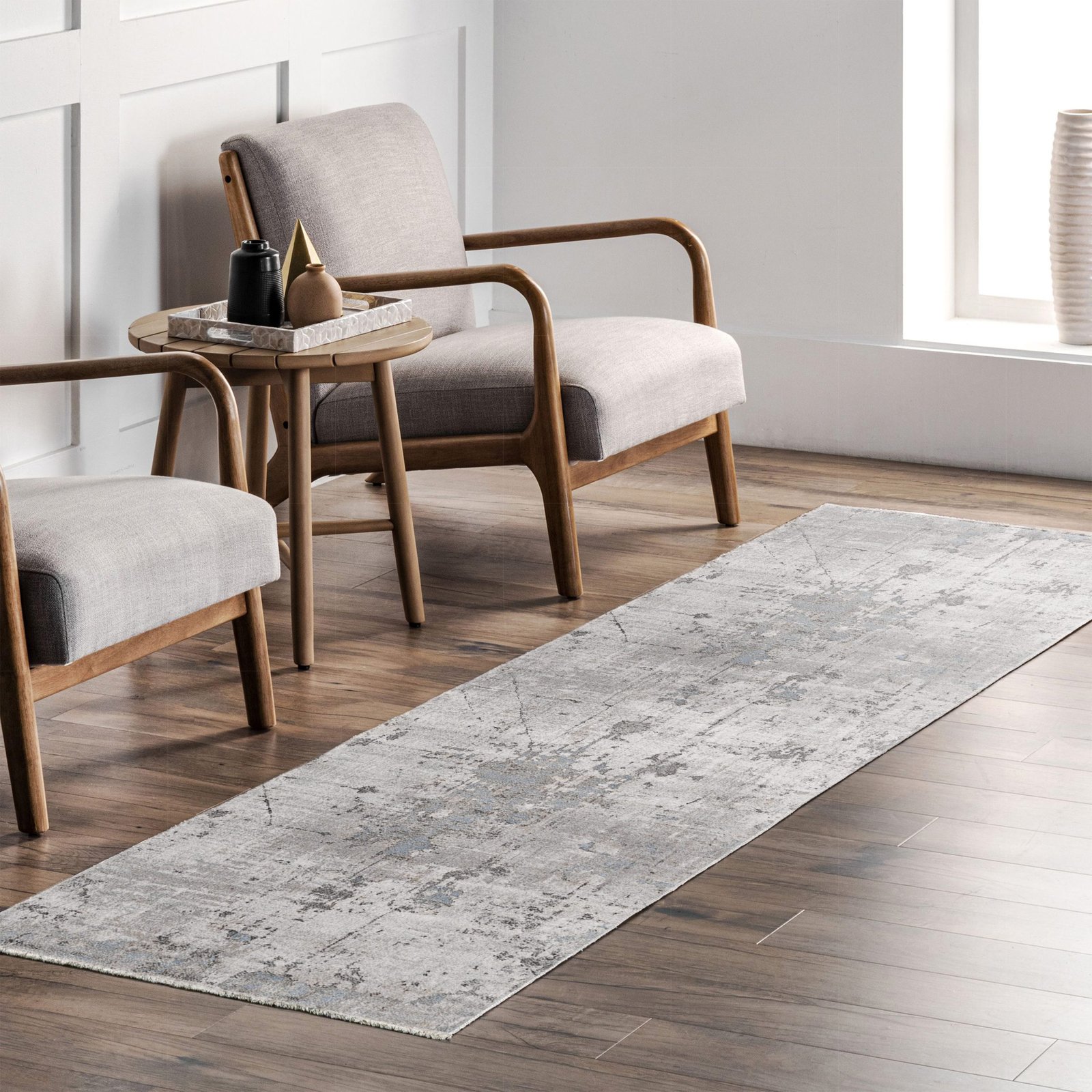 NH7009-T13-04 Tapis Modern Vintage Troie — Silver & Navy