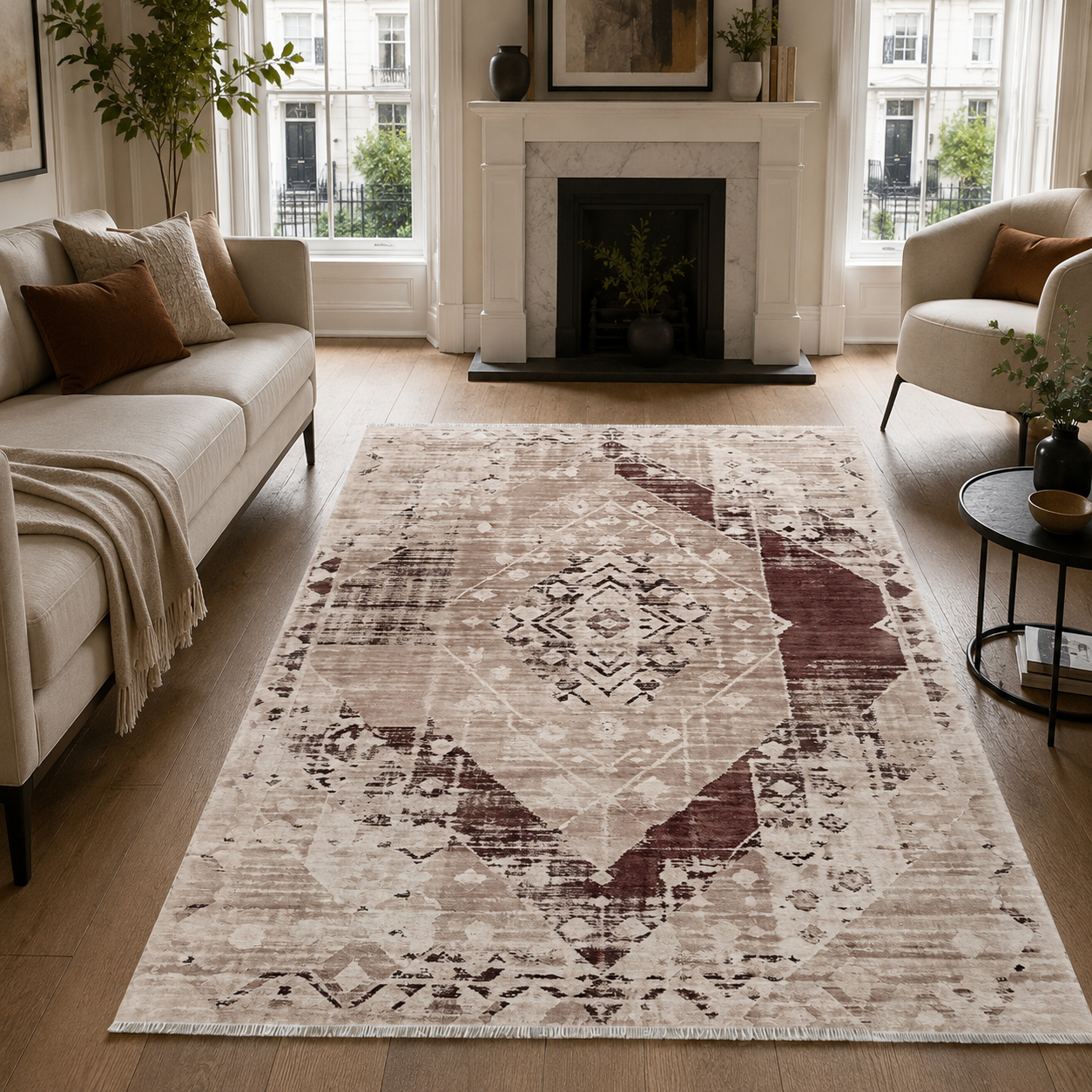 NH7010-T14-01 Tapis Ethnic Classic Vintage Milet — Brown