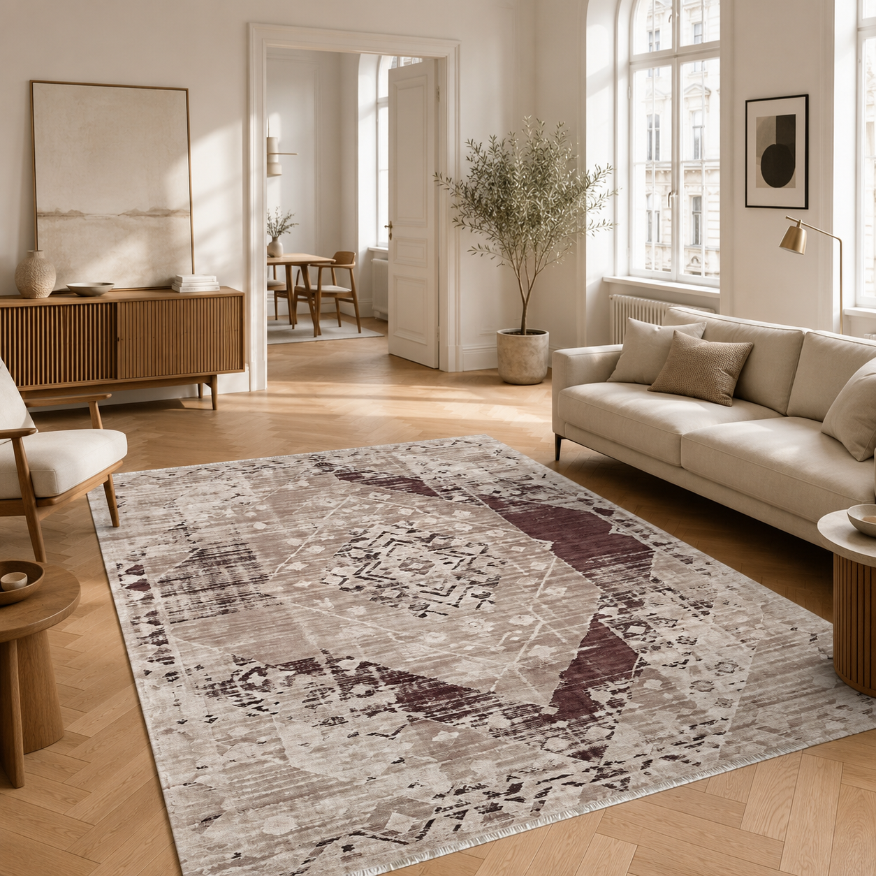 NH7010-T14-03 Tapis Ethnic Classic Vintage Milet — Brown
