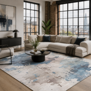 Tapis Modern Izmir — Silver & Navy
