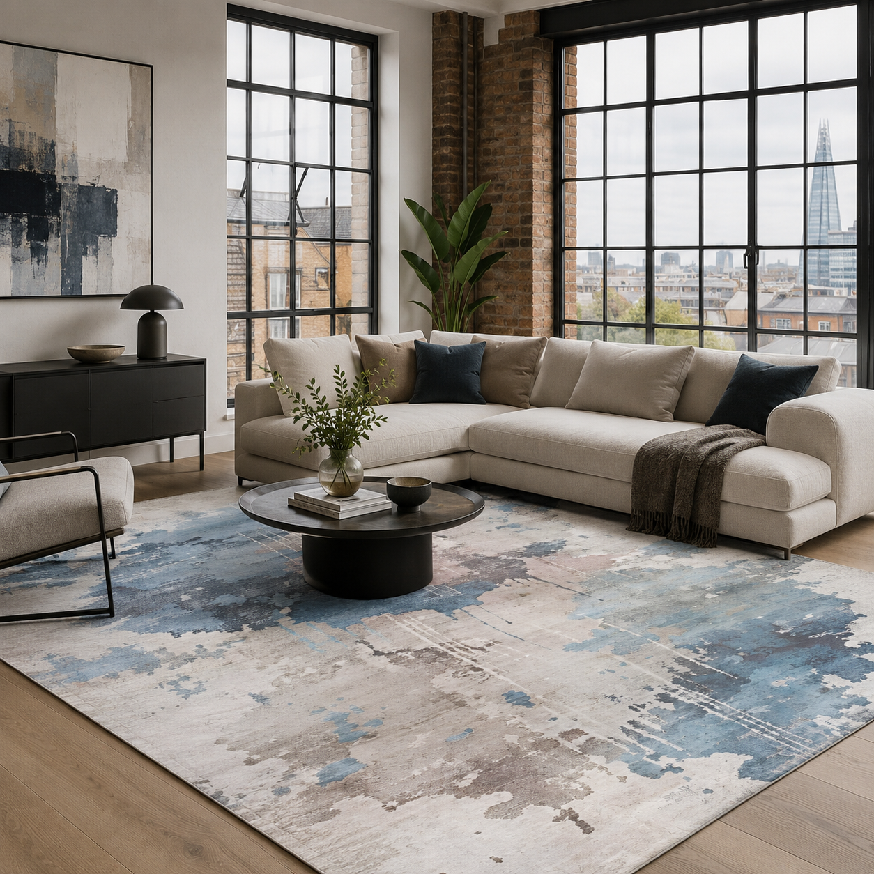 NH7011-T15-01 Tapis Modern Izmir — Silver & Navy