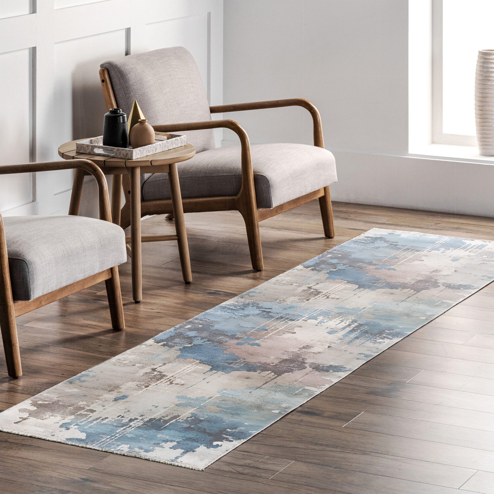 NH7011-T15-04 Tapis Modern Izmir — Silver & Navy