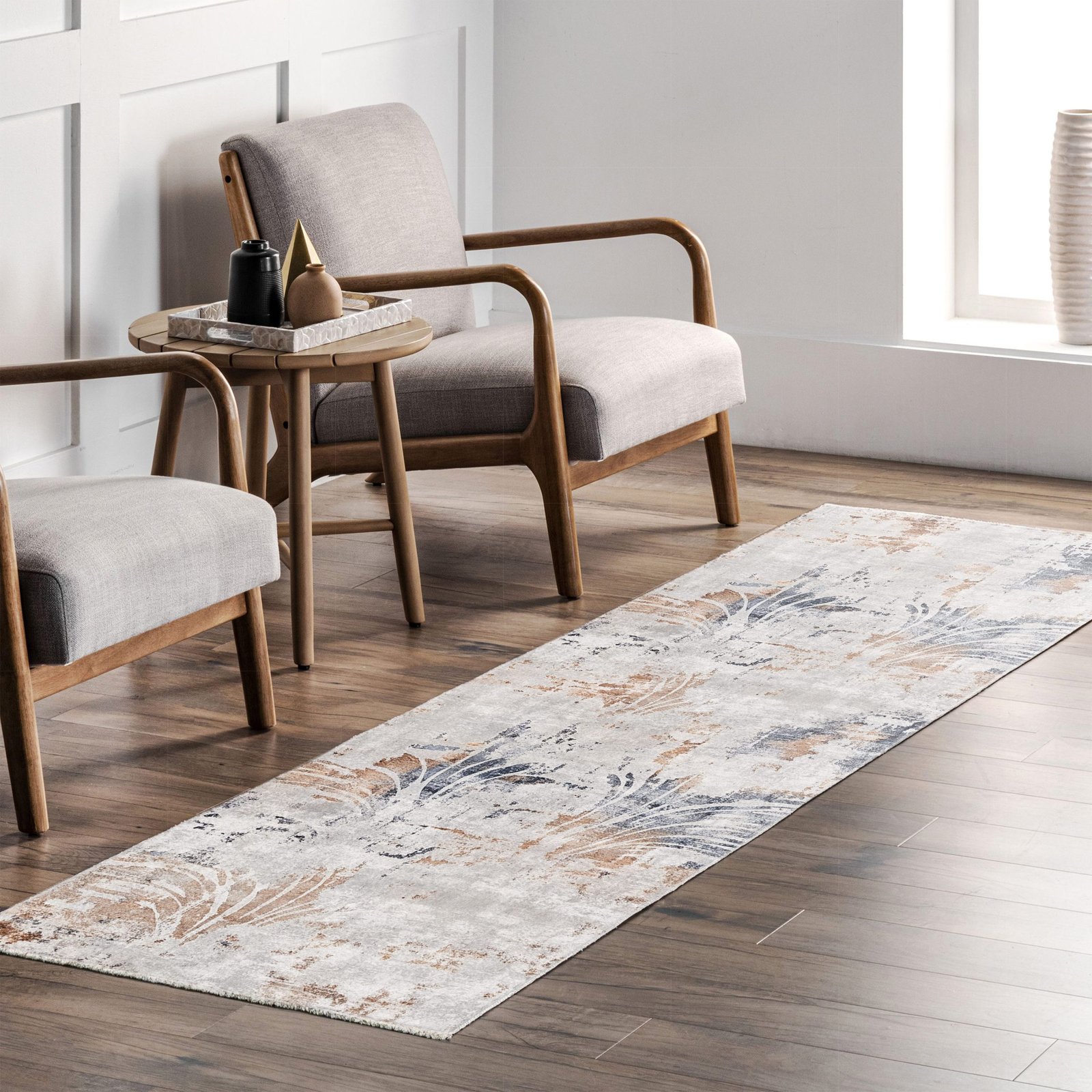 NH7014-T19-04 Tapis Modern Antalya — Navy & Brown