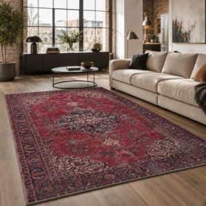 Tapis Vintage Pergame — Burgundy