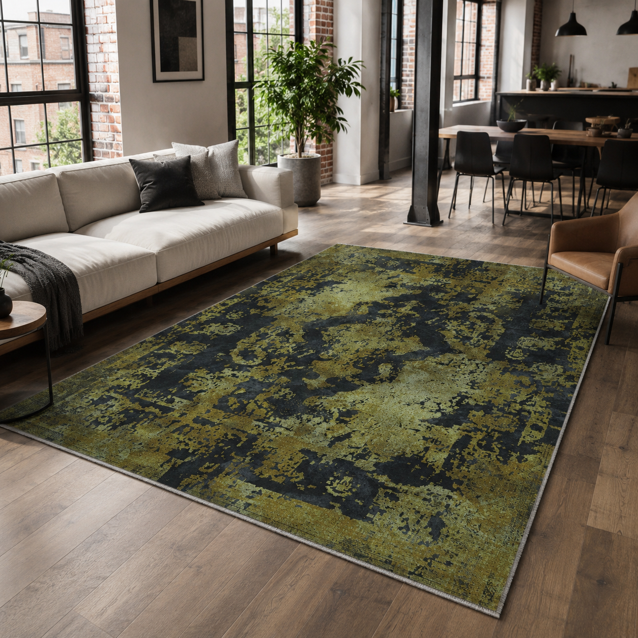 NH7020-04-02-01 Tapis Vintage Patara — Gold & Anthracite