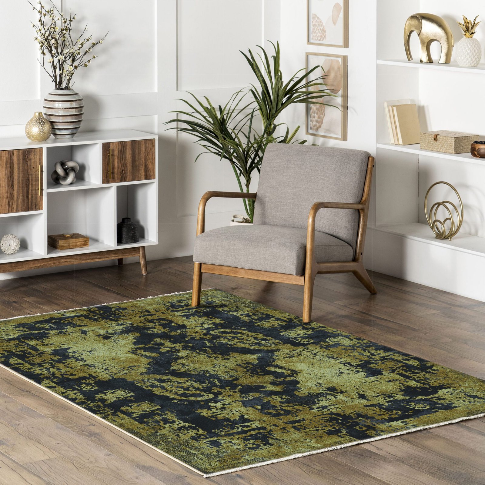NH7020-04-02-04 Tapis Vintage Patara — Gold & Anthracite
