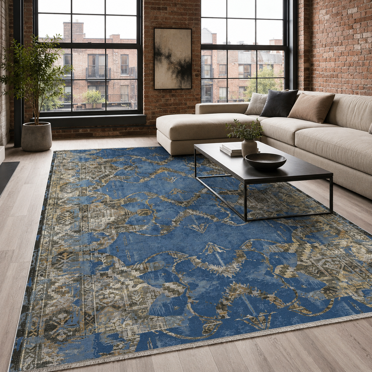 NH7021-14-01-01 Tapis Vintage Myra — Navy