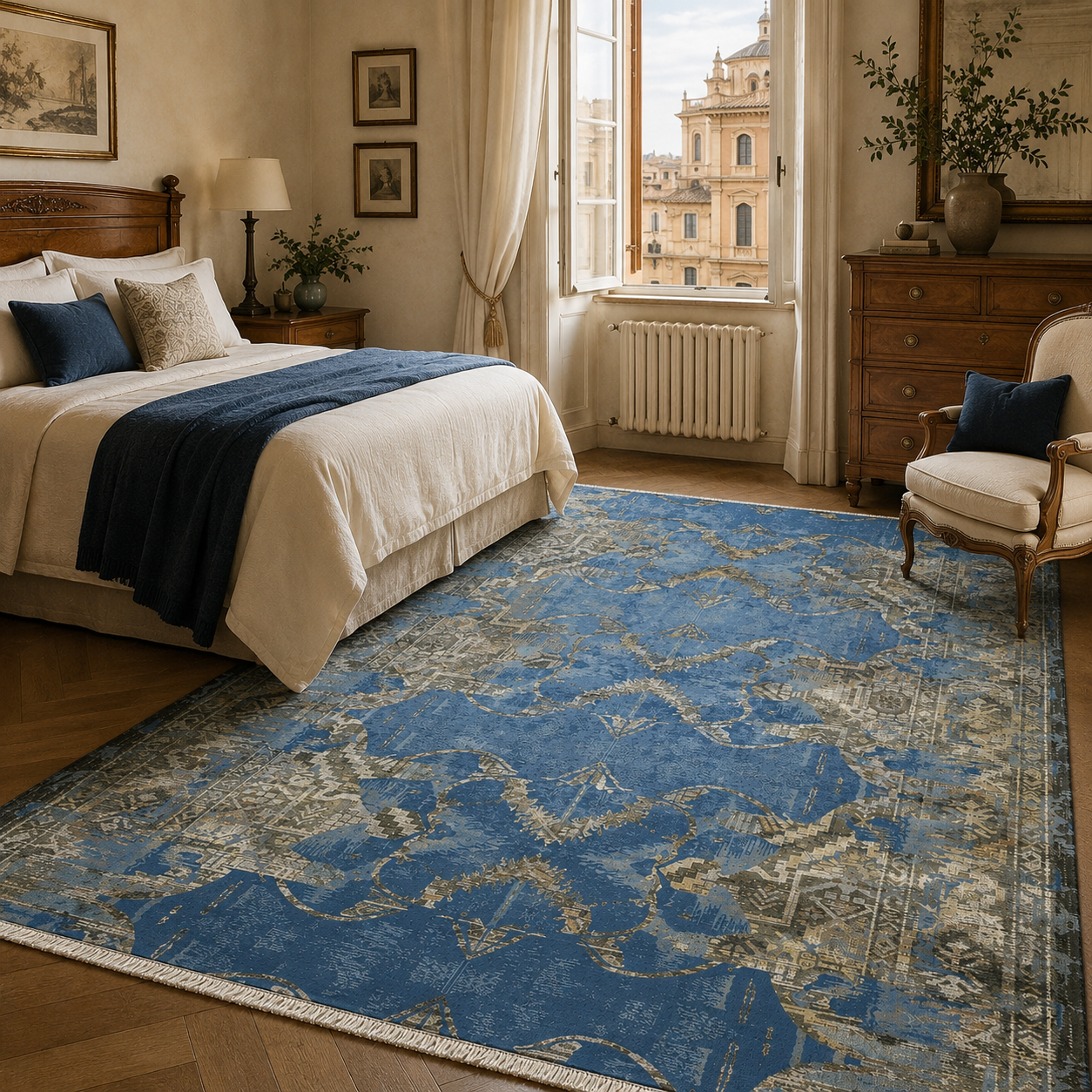 NH7021-14-01-03 Tapis Vintage Myra — Navy