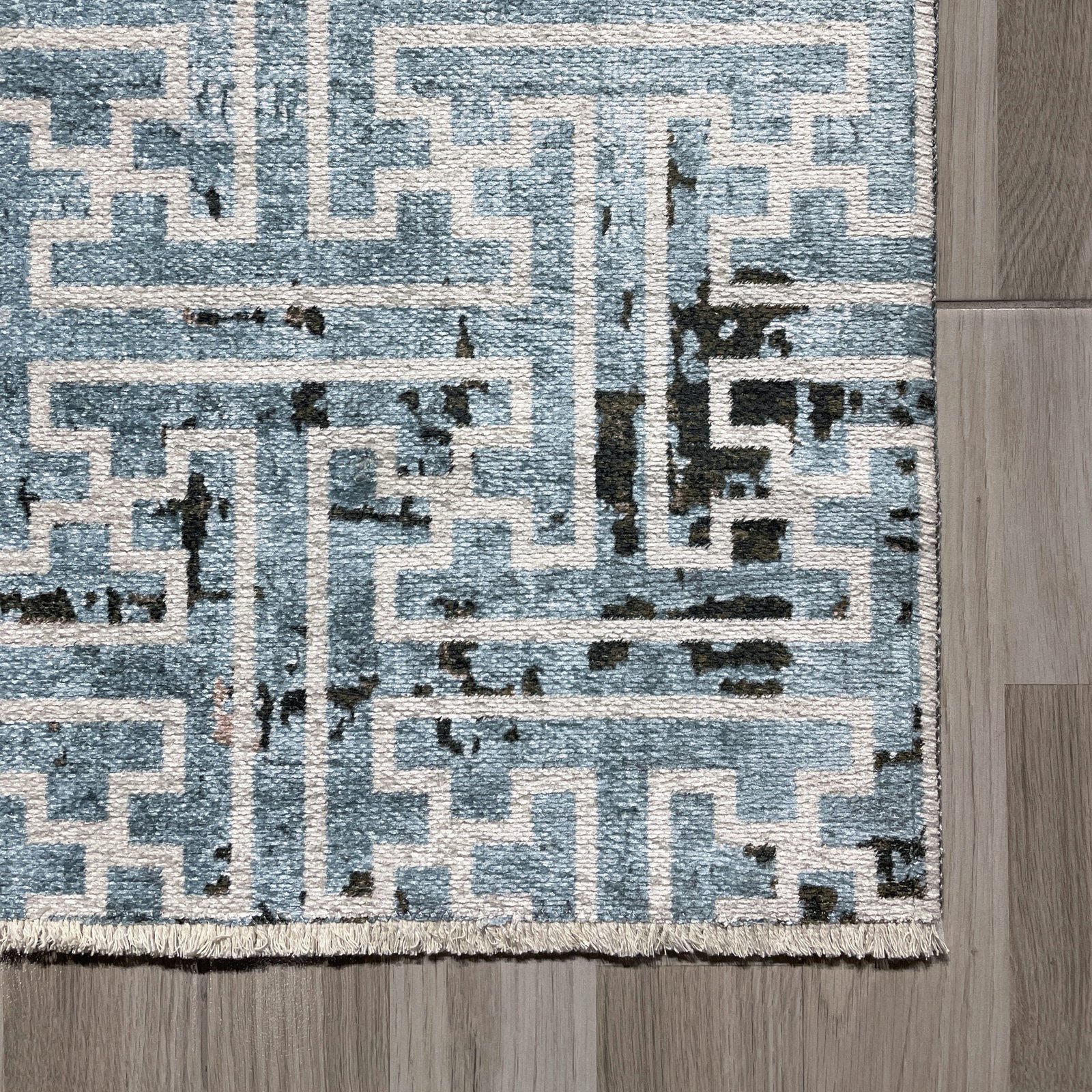 NH7025-17-01-02 Tapis Geometric Modern Mosaïque — Navy & Brown