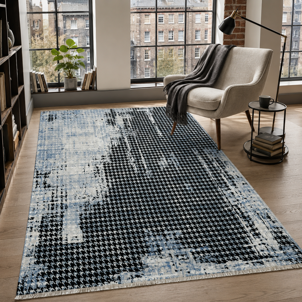 NH7026-17-04-03 Tapis Modern Edirne — Navy & Anthracite