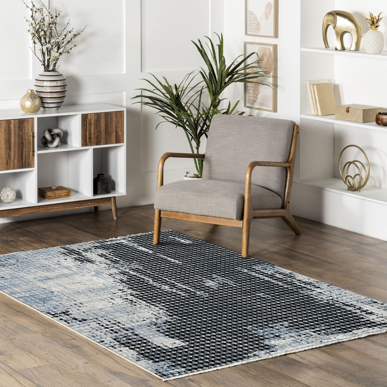 NH7026-17-04-04 Tapis Modern Edirne — Navy & Anthracite