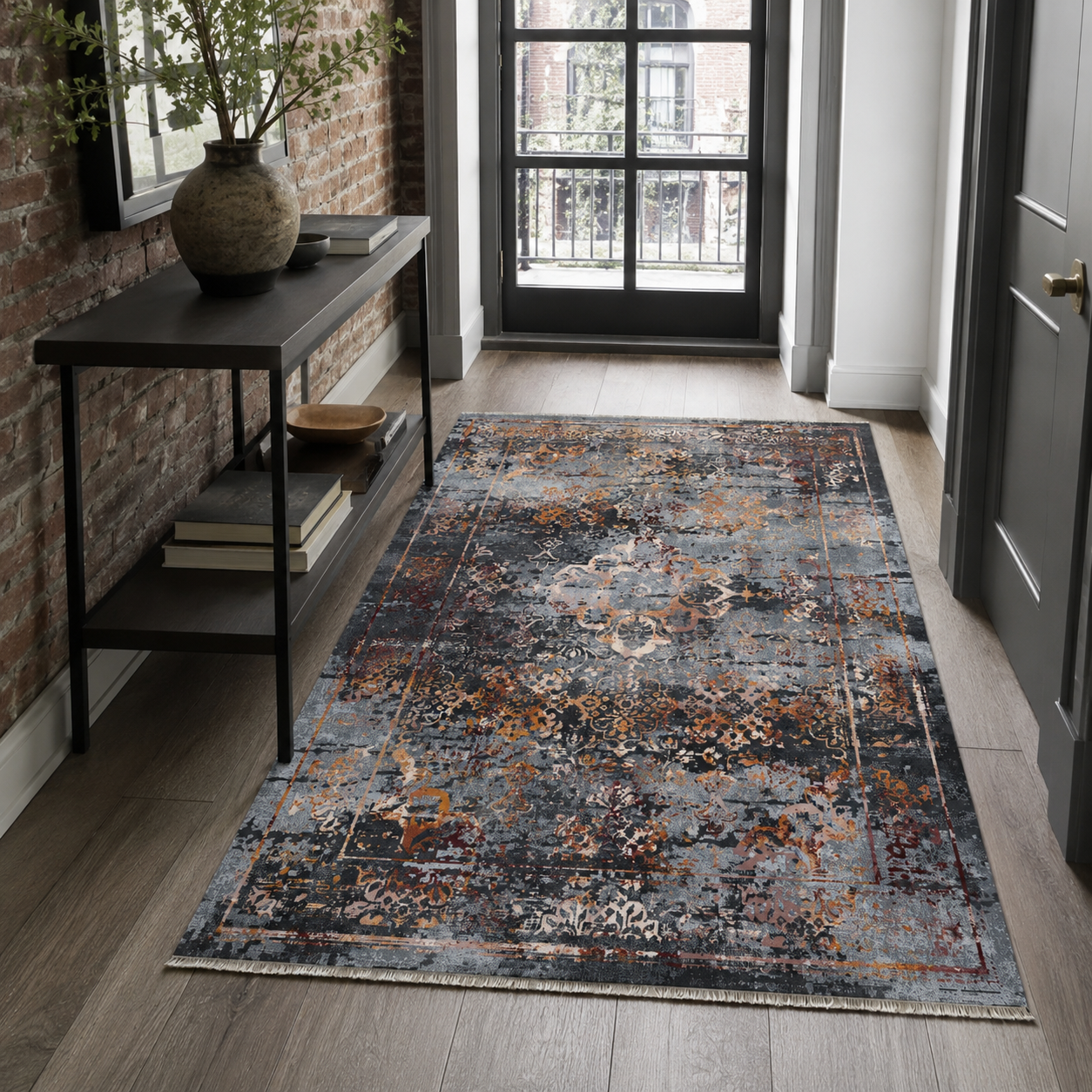 NH7027-23-01-03 Tapis Classic Vintage Termessos — Silver & Terracotta