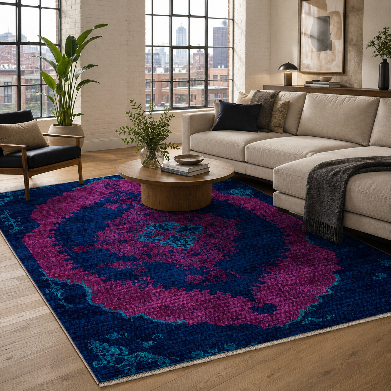 NH7029-29-01-01 Tapis Classic Vintage Harran — Purple & Navy
