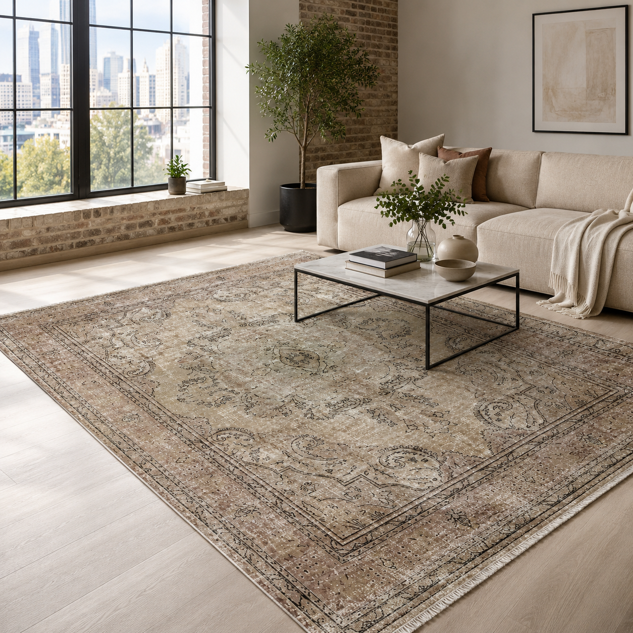 NH7033-51-01-01 Tapis Classic Vintage Mardin — Brown