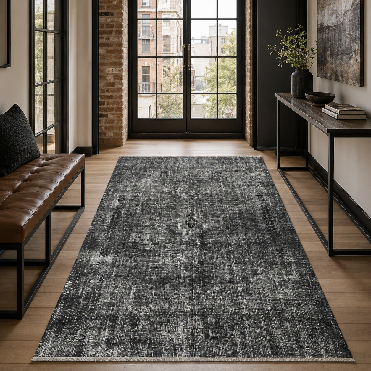 NH7034-53-01-03 Tapis Vintage Urfa — Anthracite