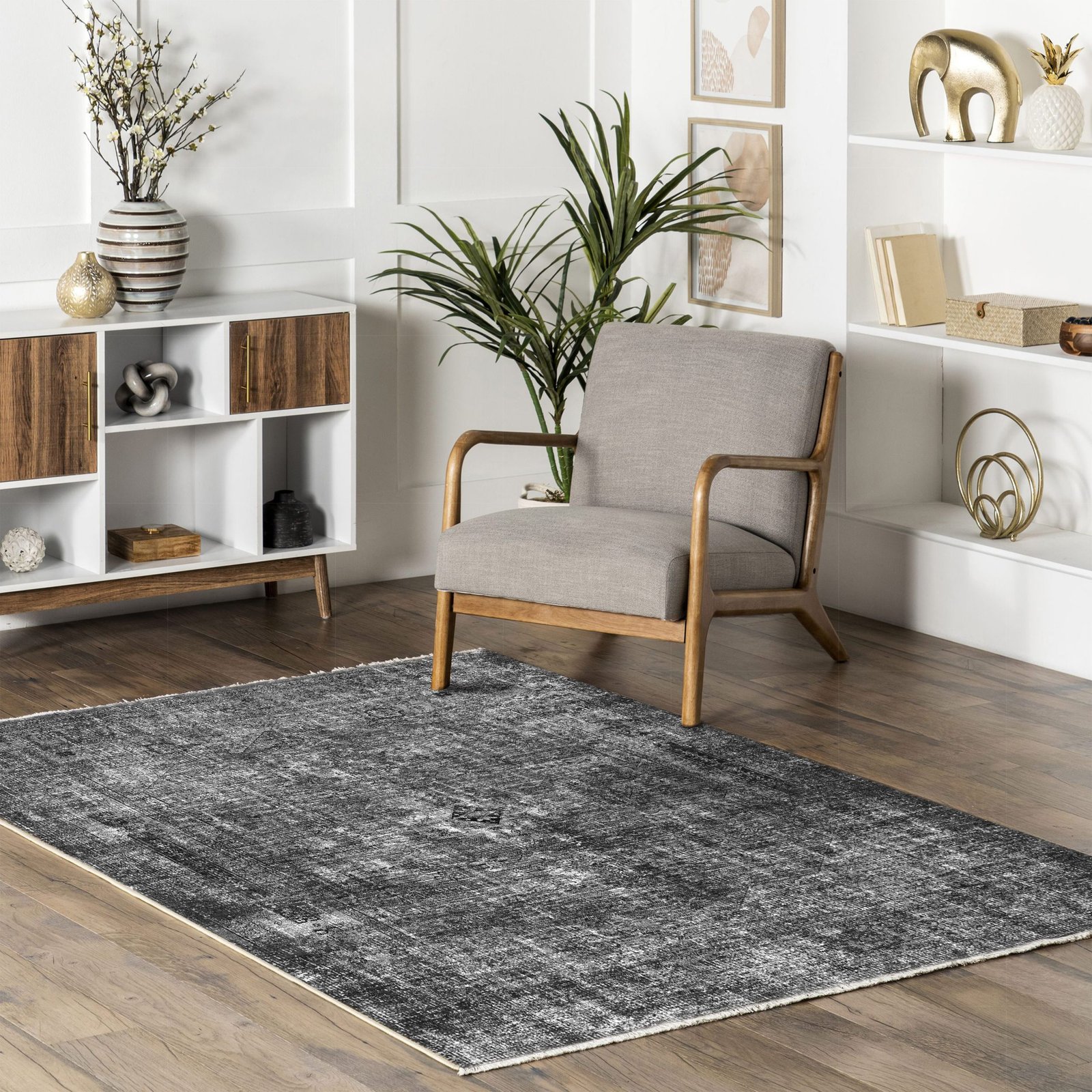 NH7034-53-01-04 Tapis Vintage Urfa — Anthracite