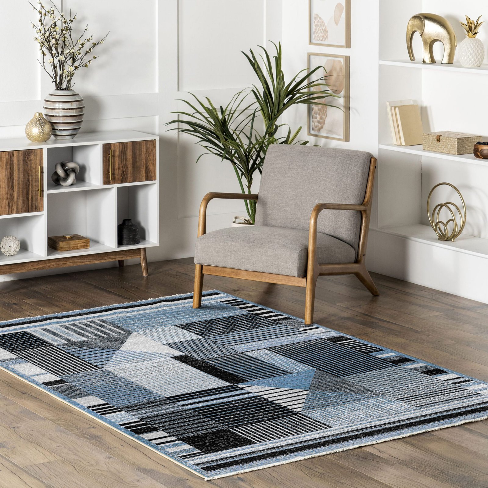 NH7036-64-02-04 Tapis Modern Cesme — Navy & Anthracite