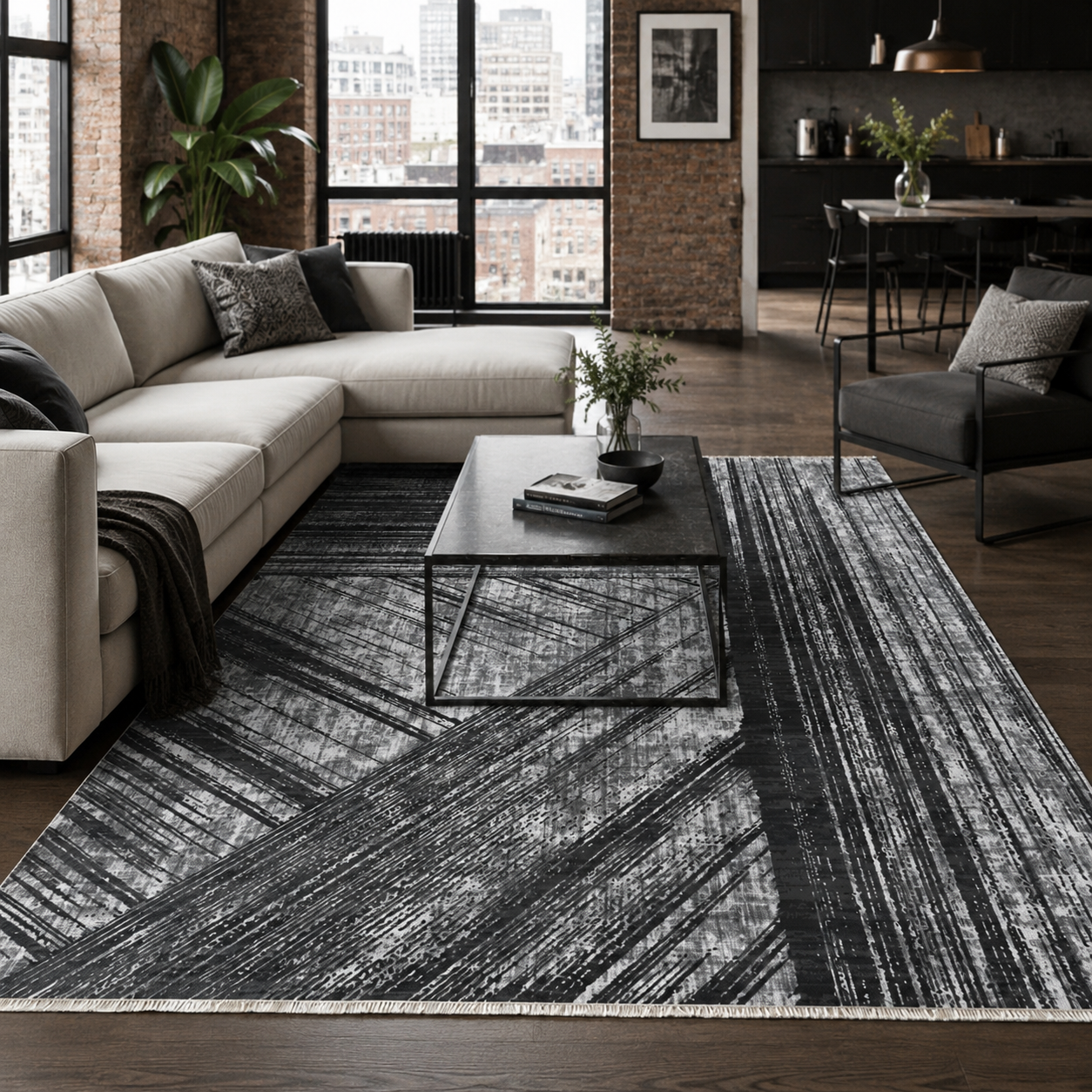NH7037-68-02-01 Tapis Modern Fethiye — Anthracite