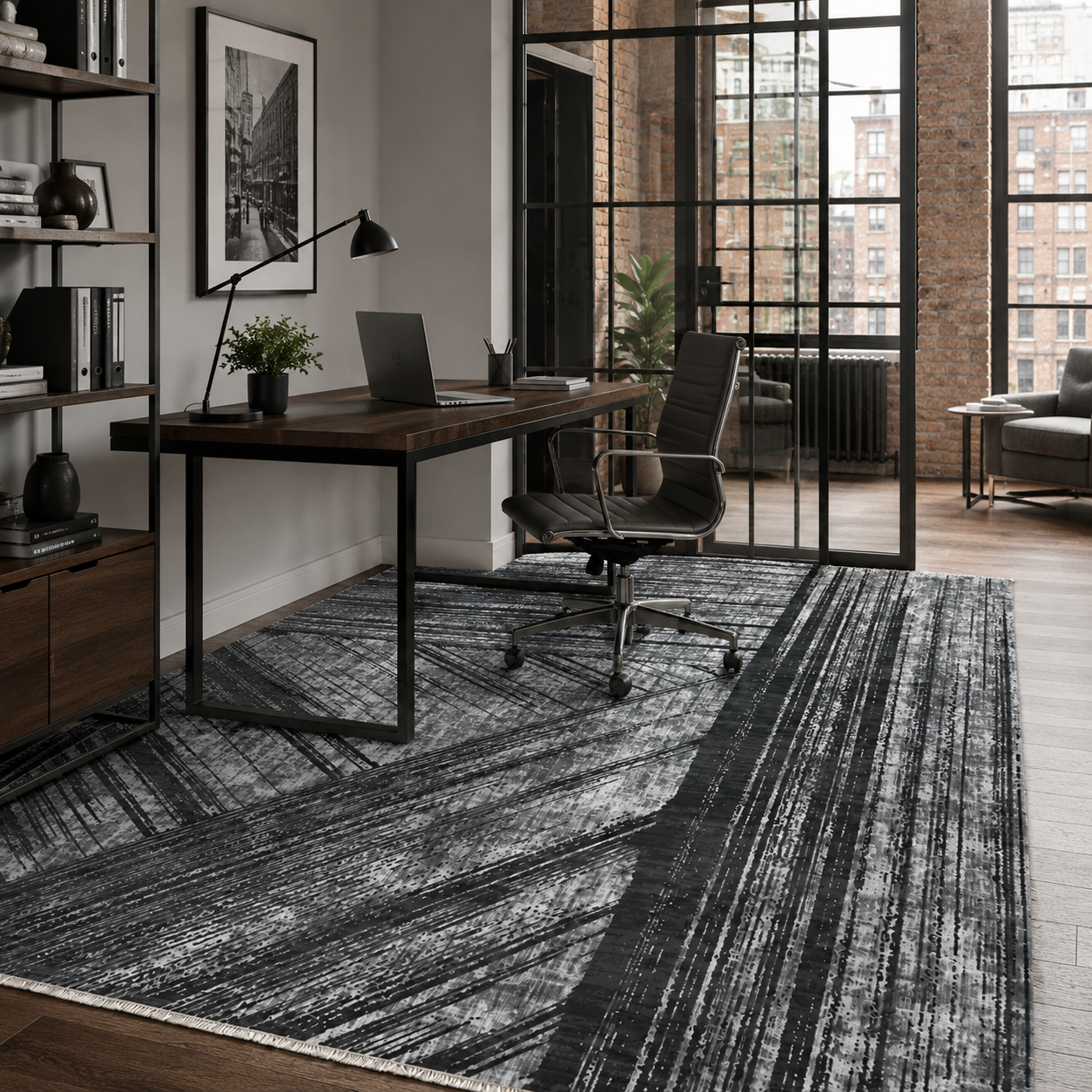 NH7037-68-02-03 Tapis Modern Fethiye — Anthracite