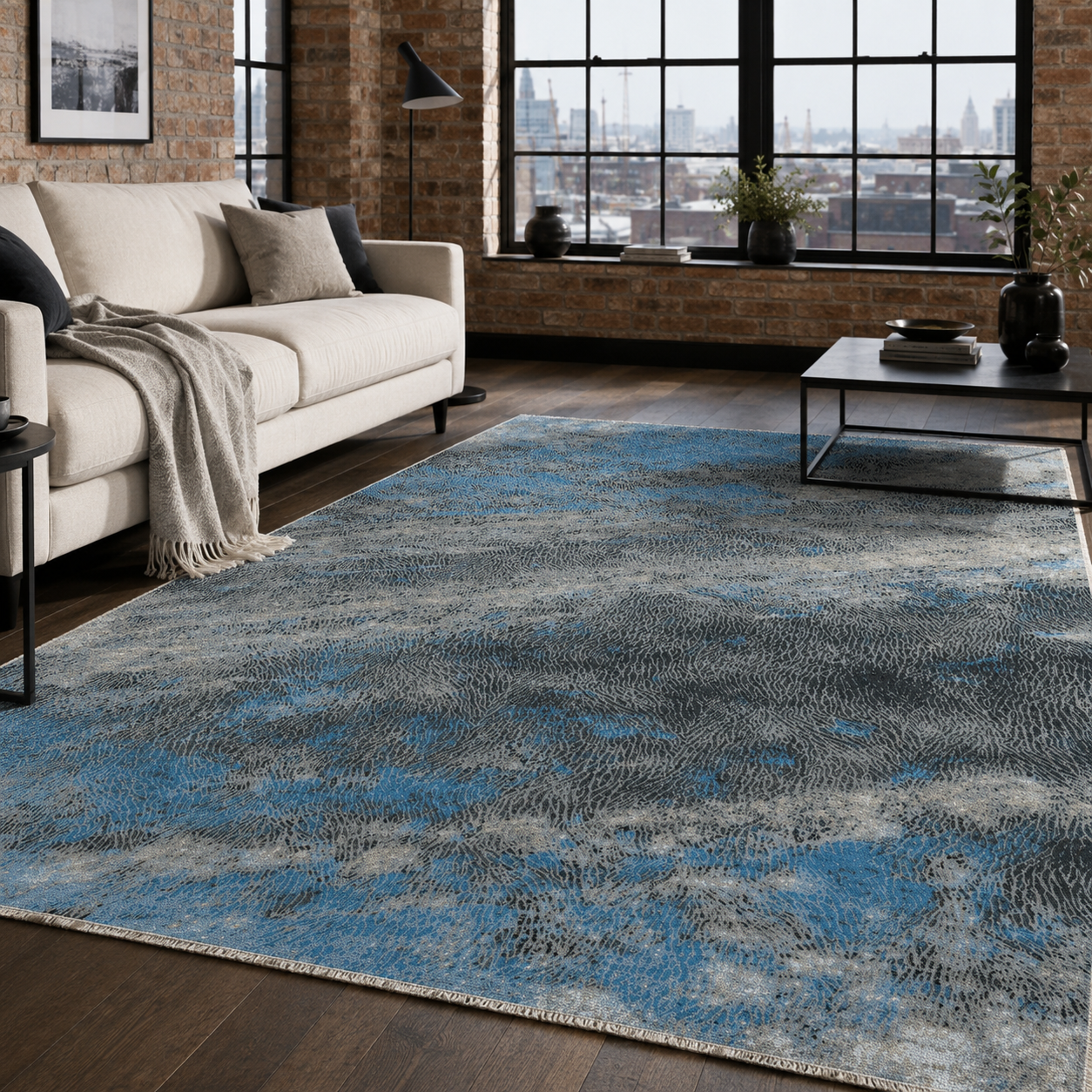 NH7044-321-01-01 Tapis Modern Pamukkale — Navy