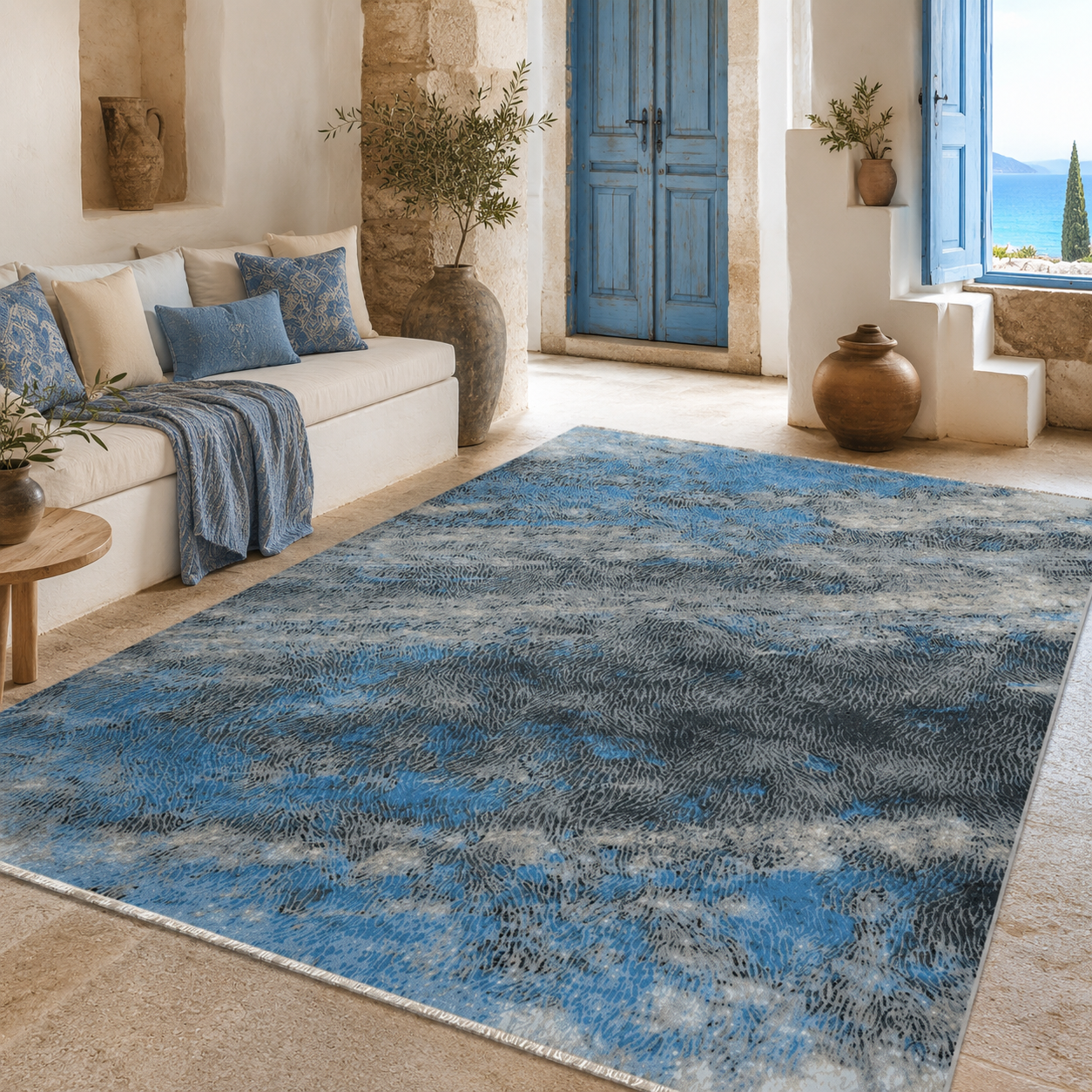 NH7044-321-01-03 Tapis Modern Pamukkale — Navy