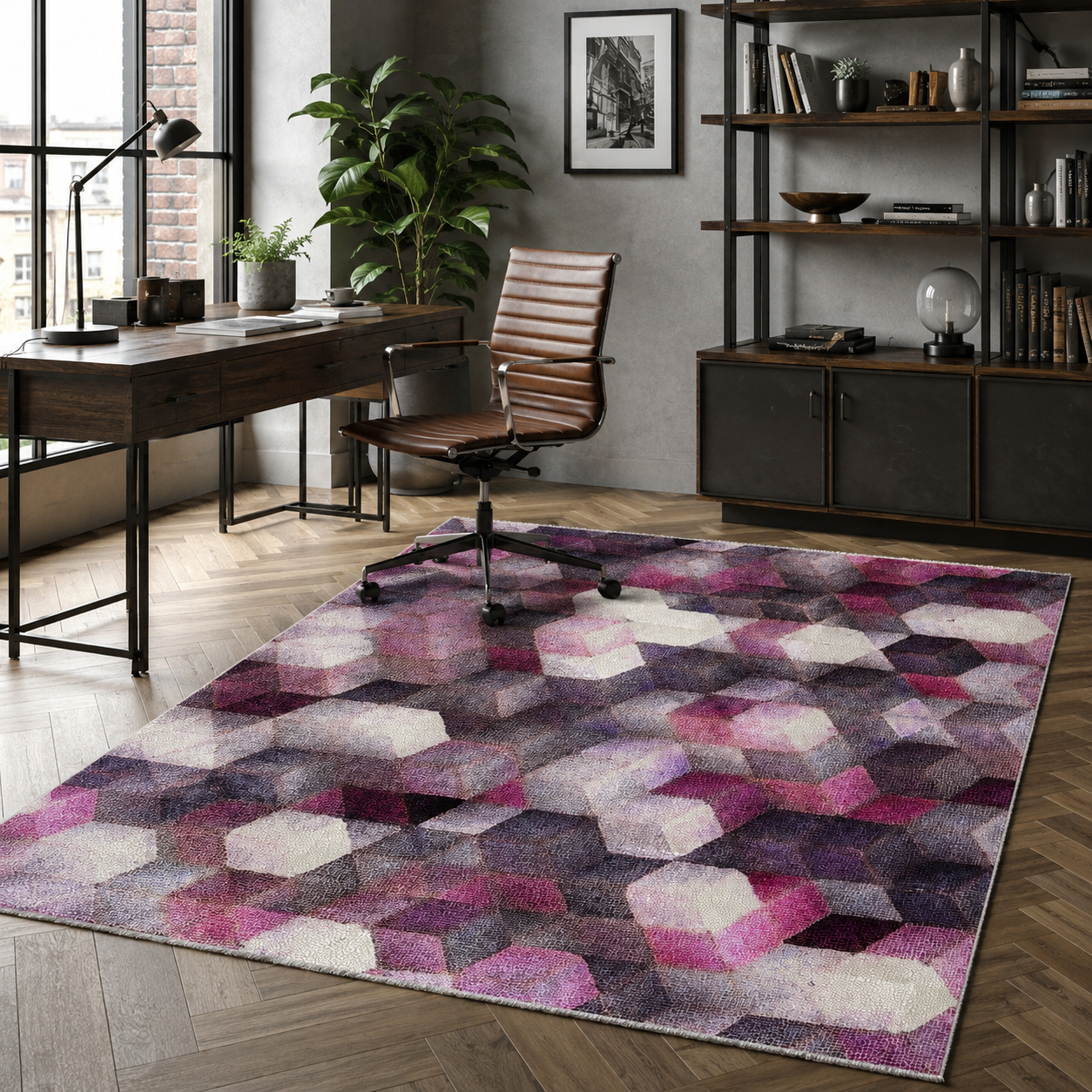 NH7045-325-01-03 Tapis Modern Kemer — Purple