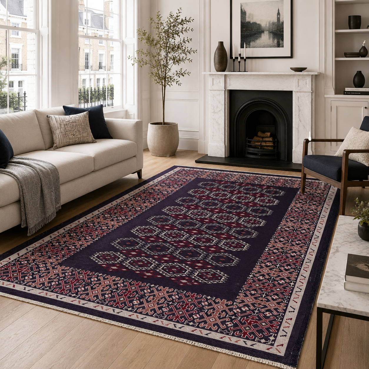 NH7047-341-01-03 Tapis Ethnic Classic Göreme — Navy