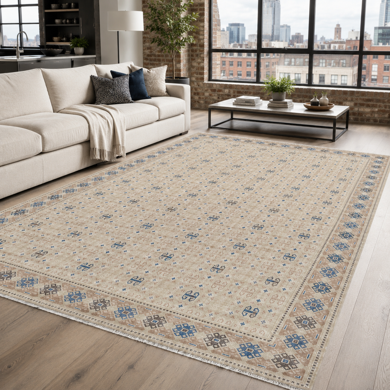 NH7049-344-02-01 Tapis Ethnic Classic Mustafapasa — White