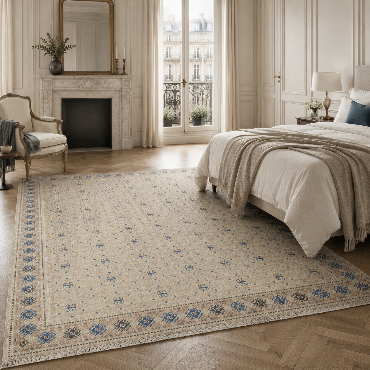 NH7049-344-02-03 Tapis Ethnic Classic Mustafapasa — White