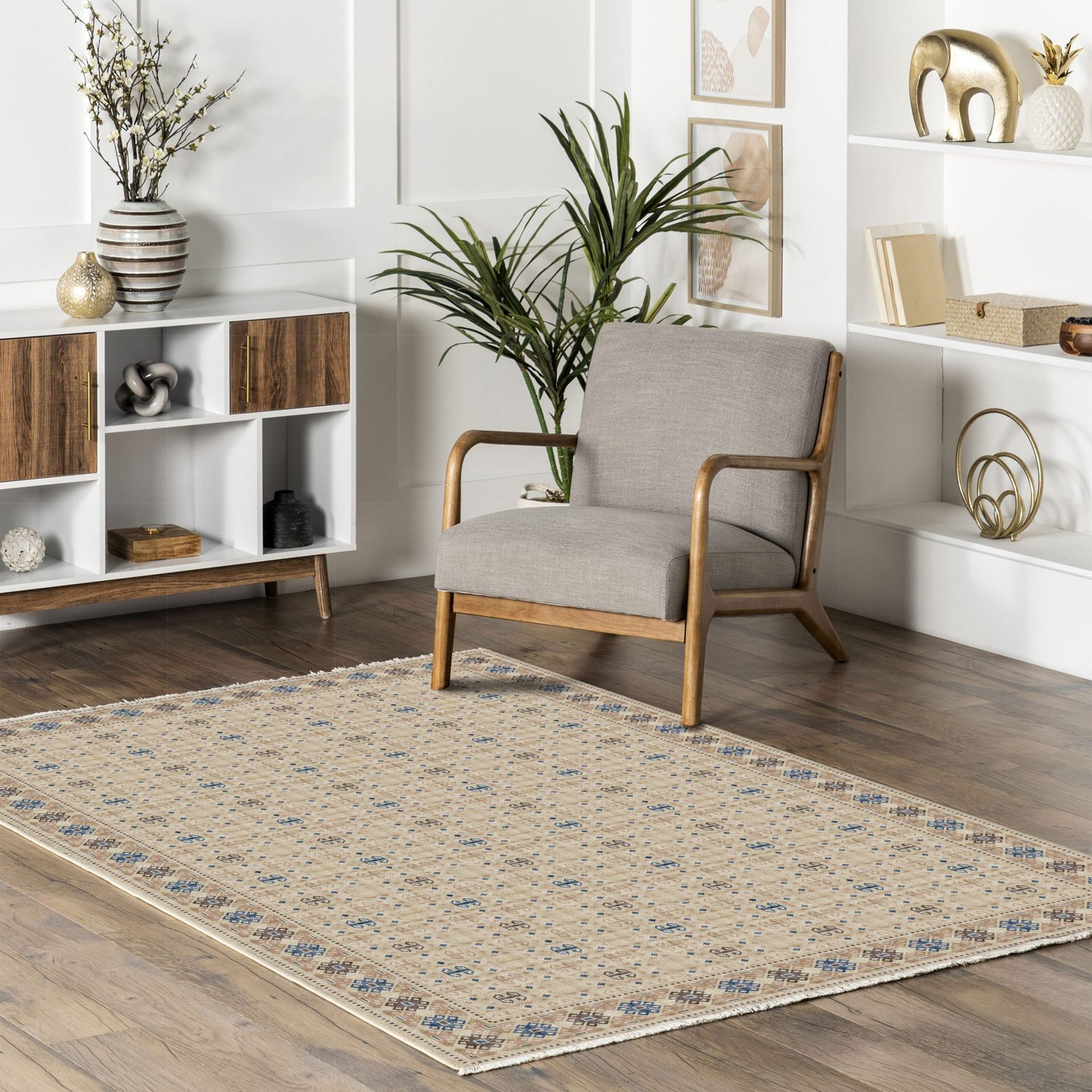 NH7049-344-02-04 Tapis Ethnic Classic Mustafapasa — White