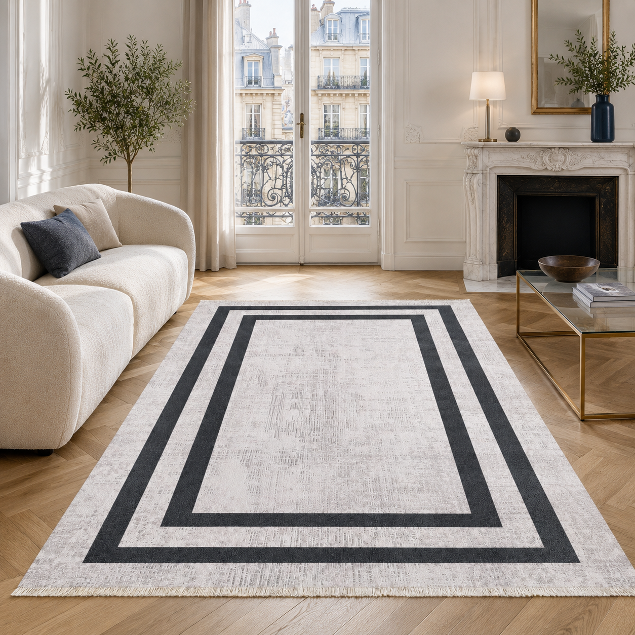 NH7057-387-03-01 Tapis Classic Modern Olympos — Silver & Anthracite
