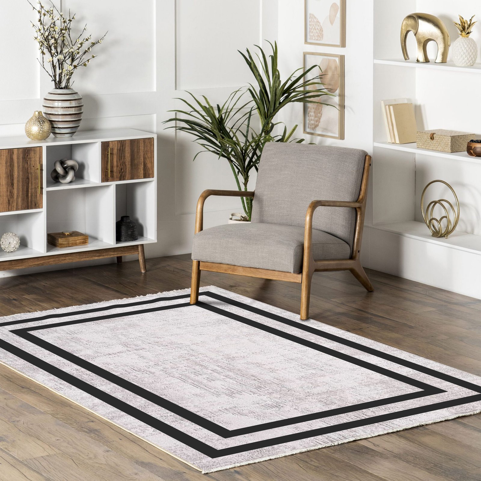 NH7057-387-03-04 Tapis Classic Modern Olympos — Silver & Anthracite
