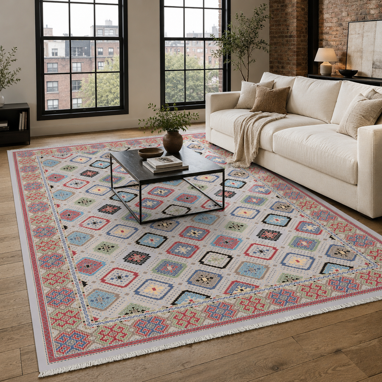 NH7061-403-01-01 Tapis Ethnic Nevsehir — Fuchsia & Gold
