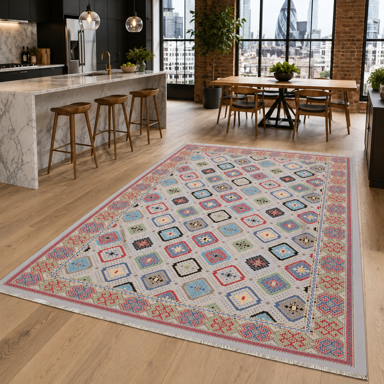 NH7061-403-01-03 Tapis Ethnic Nevsehir — Fuchsia & Gold