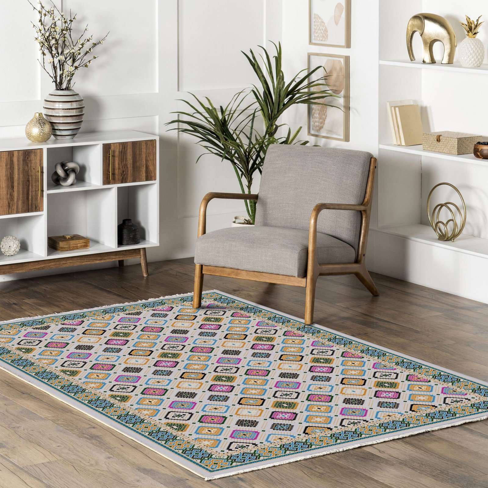 NH7062-404-01-04 Tapis Ethnic Aksaray — Gold