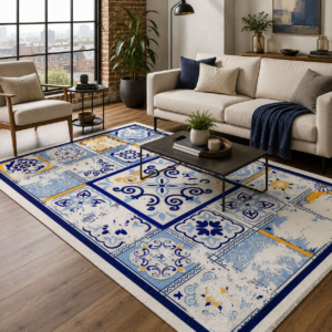 Tapis Ethnic Nigde — Navy & Gold