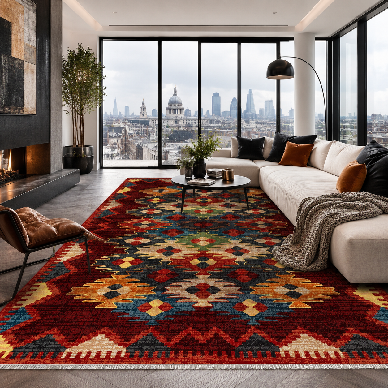 NH7066-441-01-03 Tapis Ethnic Classic Erzurum — Burgundy