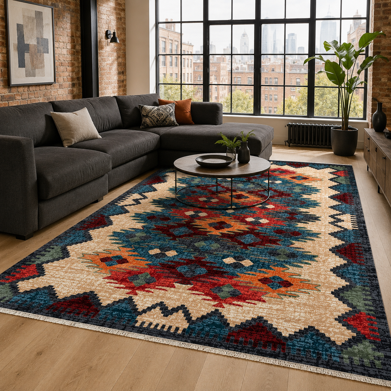 NH7067-441-02-01 Tapis Ethnic Classic Diyarbakir — Navy