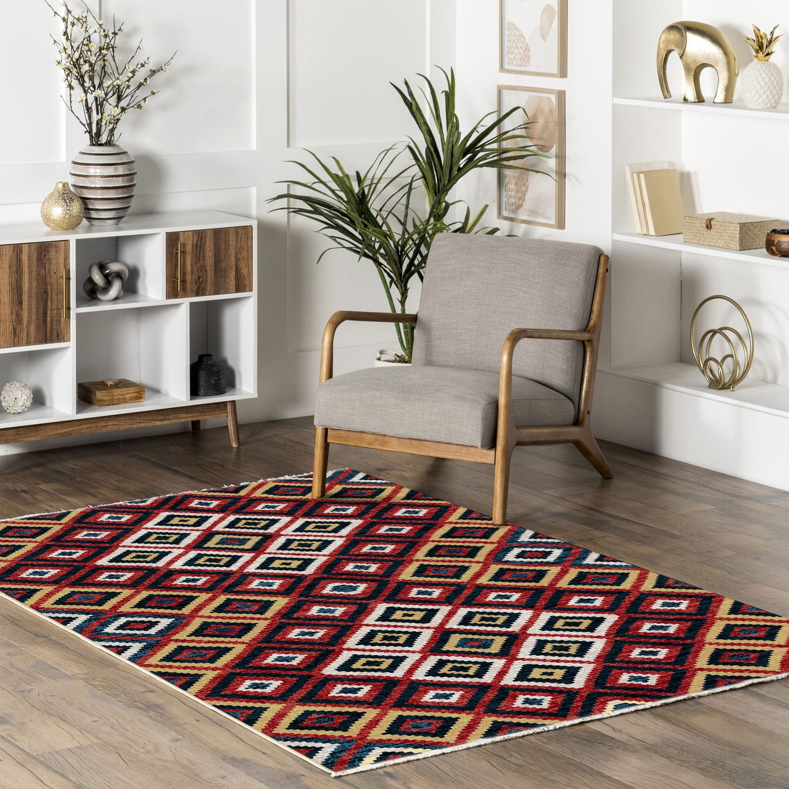 NH7069-444-01-04 Tapis Ethnic Classic Maras — Burgundy