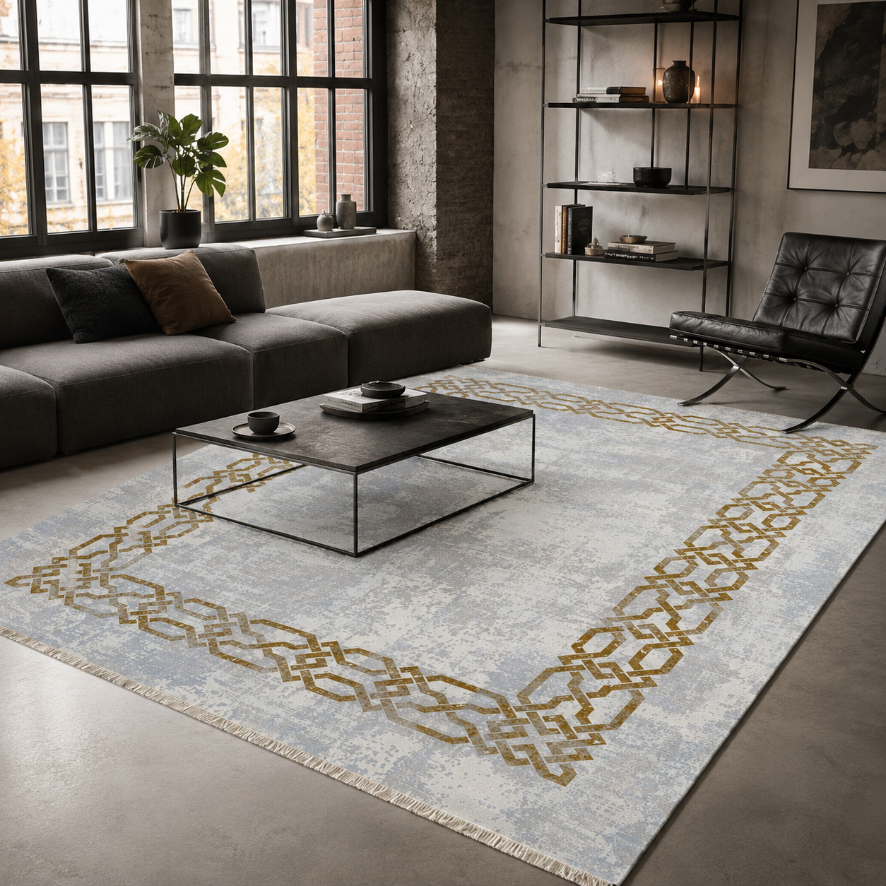 NH7077-527-01-03 Tapis Modern Gocek — Brown
