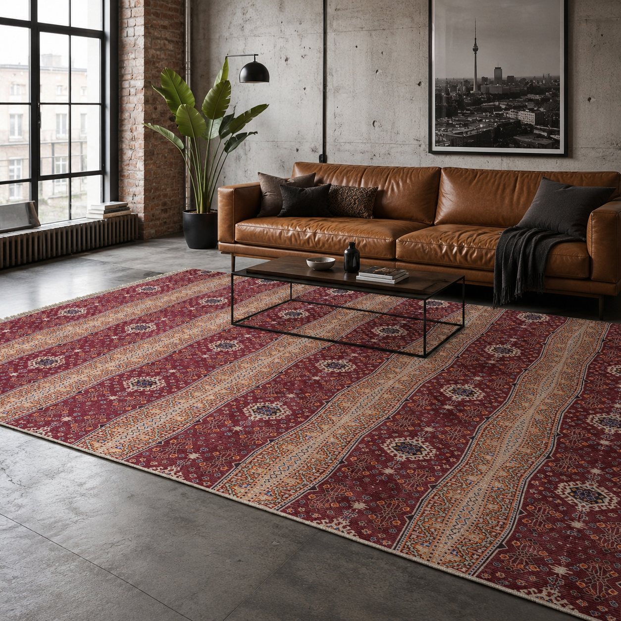 NH7080-1051-03 Tapis Ethnic Kilim 3 — Burgundy
