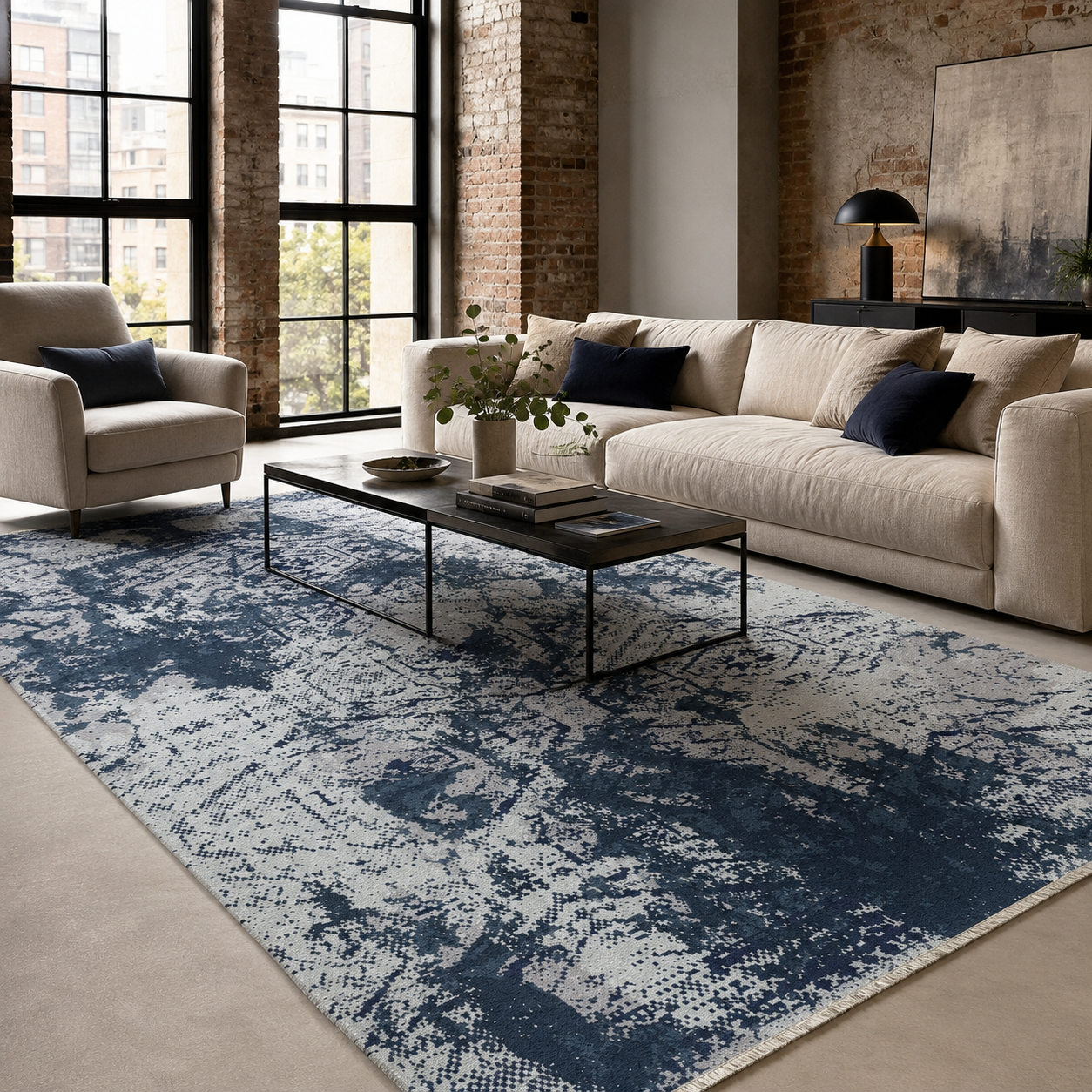 NH7087-2250-02-01 Tapis Modern Sirince — Navy