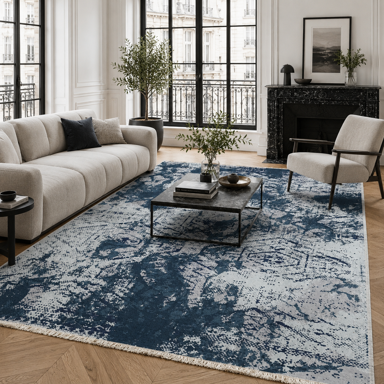 NH7087-2250-02-03 Tapis Modern Sirince — Navy