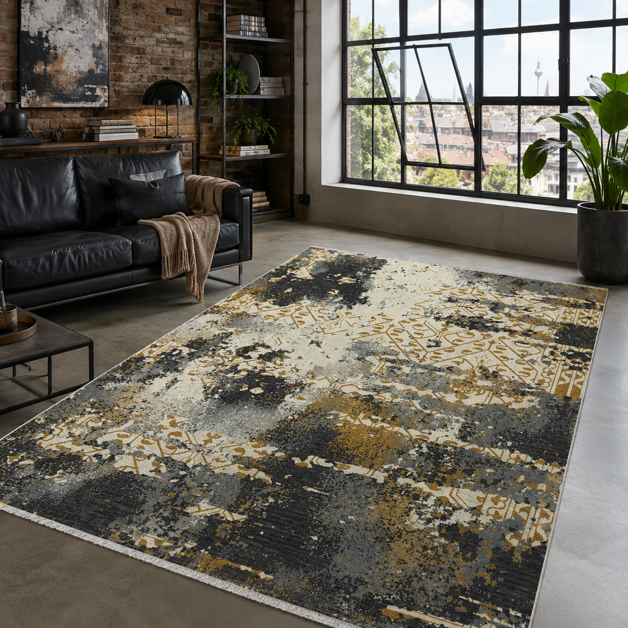 NH7089-2263-01-04 Tapis Modern Tarabya — Gold