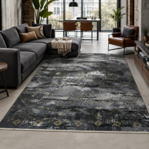 Tapis Modern Kilyos — Gold & Anthracite