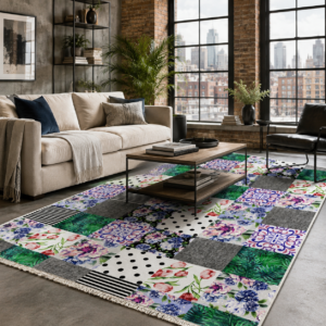 Tapis Modern Kitchen Sile — Silver & Khaki
